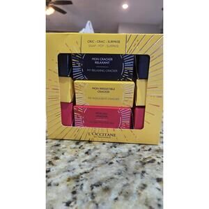 NEW L’Occitane Cracker Minis Set Of 3 Bath Oil Fragrance Lotion Nib